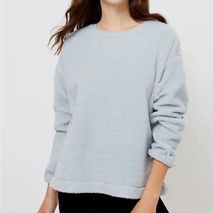 Loft Women’s Cozy Sherpa pullover, aqua fizz Sz M
